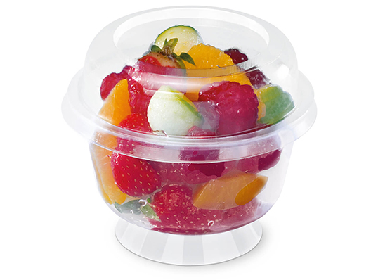 Coupe dessert avec pied PP + couvercle x 20 unités