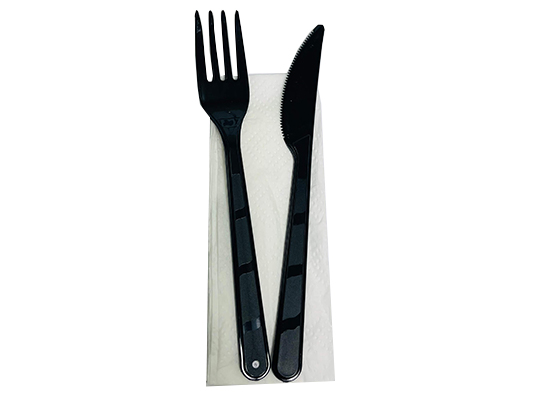 Kit couvert 3 pcs noir réutilisable x 500pcs
