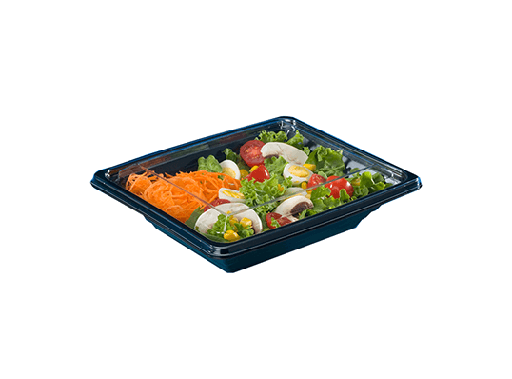 [PBSP750] Boîte salade pyramide noir+couv trans 750 cc x 40 unités