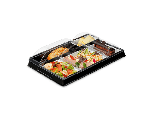 [PPRP387] Plateau repas 5 prestige noir/blanc x 20pcs