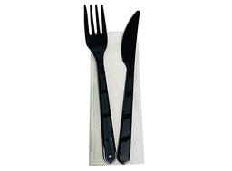 [PKCN003] Kit couvert 3 pcs noir réutilisable x 500pcs
