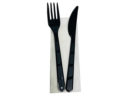 [PKCN003] Kit couvert 3 pcs noir réutilisable x 500pcs